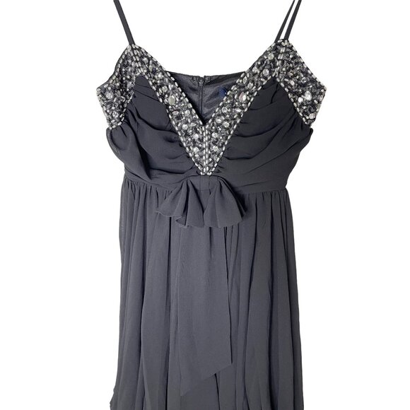 French Connection Pretty Penelope Strappy Dress Size 6 Black Rhinestone New - Picture 4 of 12